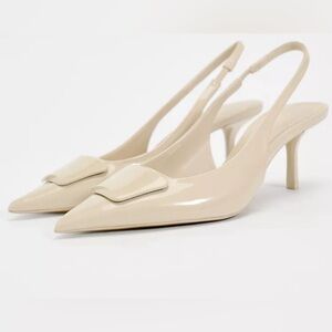 ZARA EMBELLISHED HEELED SLINGBACKS size 39/8